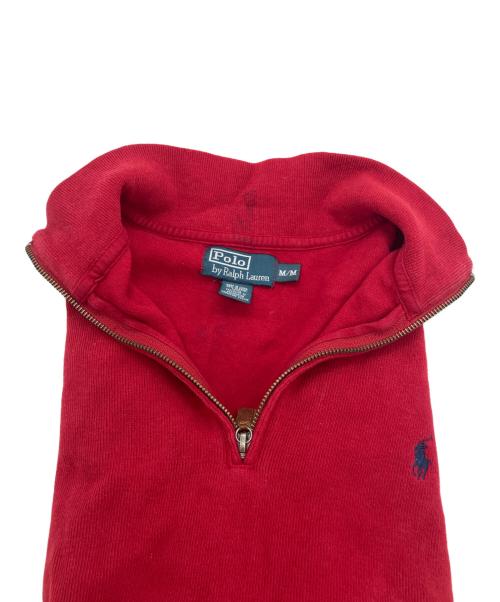 POLO RALPH LAUREN（ポロ・ラルフローレン）POLO RALPH LAUREN (ポロ・ラルフローレン) ハーフジップニット レッド サイズ:Mの古着・服飾アイテム