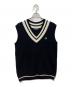 FRED PERRY（フレッドペリー）の古着「Striped Trim V-Neck Tank Vest」｜ホワイト×ブラック