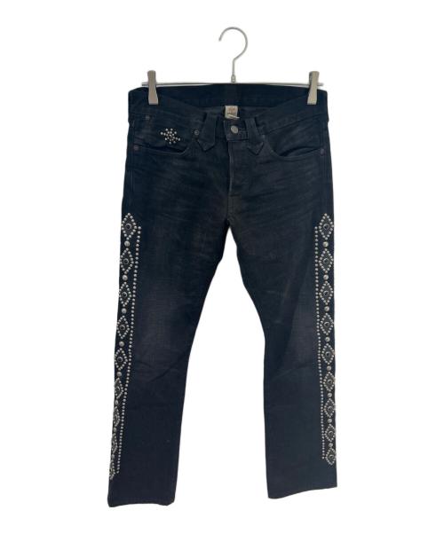 RRL（ダブルアールエル）RRL (ダブルアールエル) スタッズデニムパンツ　USA製  ブラック サイズ:28×30の古着・服飾アイテム