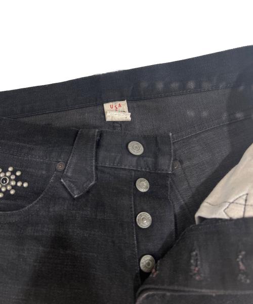 RRL（ダブルアールエル）RRL (ダブルアールエル) スタッズデニムパンツ　USA製  ブラック サイズ:28×30の古着・服飾アイテム