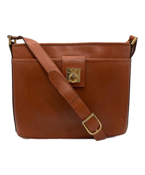 CELINE（セリーヌ）CELINE (セリーヌ) レザーショルダーバッグ ブラウンの古着・服飾アイテム