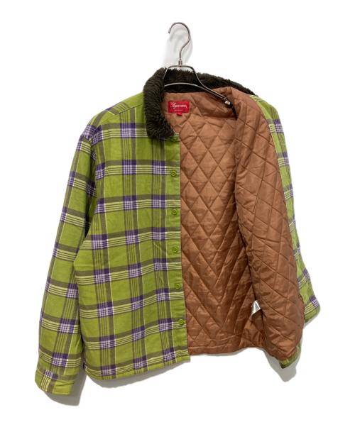 SUPREME（シュプリーム）Supreme (シュプリーム) Faux Fur Collar Flannel Shirt　21FW グリーン サイズ:Mの古着・服飾アイテム