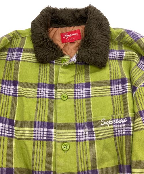 SUPREME（シュプリーム）Supreme (シュプリーム) Faux Fur Collar Flannel Shirt　21FW グリーン サイズ:Mの古着・服飾アイテム