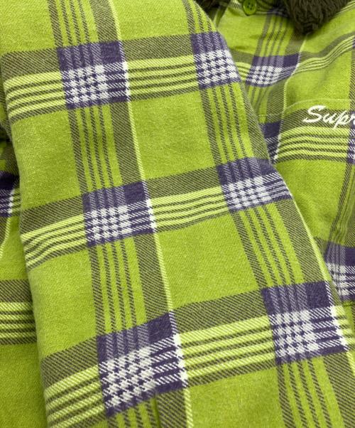 SUPREME（シュプリーム）Supreme (シュプリーム) Faux Fur Collar Flannel Shirt　21FW グリーン サイズ:Mの古着・服飾アイテム
