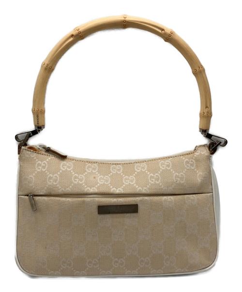 GUCCI（グッチ）GUCCI (グッチ) GGキャンバス バンブー ハンドバッグ ホワイトの古着・服飾アイテム