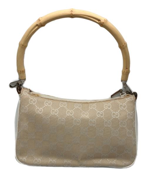 GUCCI（グッチ）GUCCI (グッチ) GGキャンバス バンブー ハンドバッグ ホワイトの古着・服飾アイテム