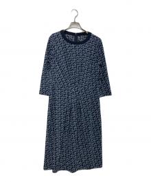Leilian（レリアン）の古着「鍵柄ブラウスワンピース　LL71029A-UM」｜ブルー