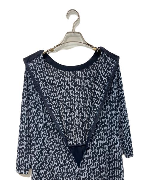 Leilian（レリアン）LEILIAN (レリアン) 鍵柄ブラウスワンピース　LL71029A-UM ブルー サイズ:11の古着・服飾アイテム