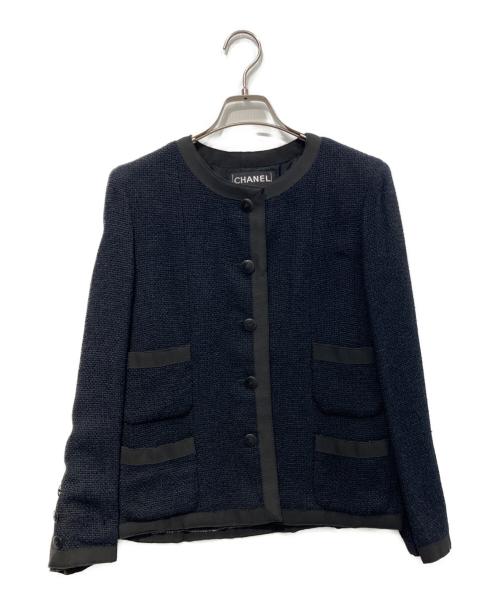 CHANEL（シャネル）CHANEL (シャネル) ツイードジャケット　 02P　P19120V11109 ネイビー サイズ:36の古着・服飾アイテム