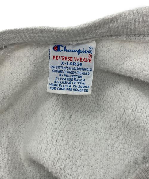 Champion（チャンピオン）Champion (チャンピオン) 90’s リバースウェーブ企業ロゴスウェット　刺繍タグ　CS FIRST BOSTON グレー サイズ:XLの古着・服飾アイテム