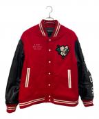 UNDERCOVERアンダーカバー）の古着「Kamilla Tolnoe Arm Leatherスタジャン　 23FW」｜レッド×ブラック