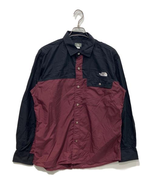 THE NORTH FACE（ザ ノース フェイス）THE NORTH FACE (ザ ノース フェイス) L/S Nuptse Shirt　NR11961 レッド×ブラック サイズ:Lの古着・服飾アイテム