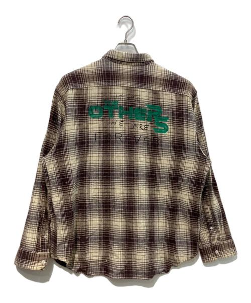 RAF SIMONS（ラフシモンズ）RAF SIMONS (ラフシモンズ) BIG FIT THE OTHERS SHIRT　20AW  ブラウン×ベージュ サイズ:48の古着・服飾アイテム
