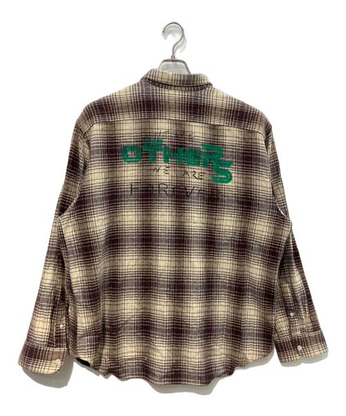RAF SIMONS（ラフシモンズ）RAF SIMONS (ラフシモンズ) BIG FIT THE OTHERS SHIRT　20AW  ブラウン×ベージュ サイズ:48の古着・服飾アイテム