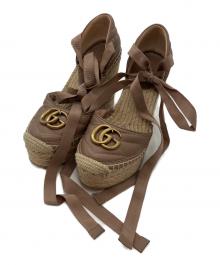 GUCCI（グッチ）の古着「GGマーモントレースアップ エスパドリーユ ウェッジソール　573023」｜ピンク×ベージュ