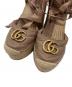 中古・古着 GUCCI (グッチ) GGマーモントレースアップ エスパドリーユ ウェッジソール　573023 ピンク×ベージュ サイズ:34 1/2：23000円