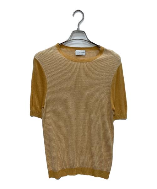 Settefili Cashmere（セッテフィーリ カシミア）Settefili Cashmere (セッテフィーリ カシミア) リネン混半袖ニット　SF-09-246-212 イエロー サイズ:XSの古着・服飾アイテム