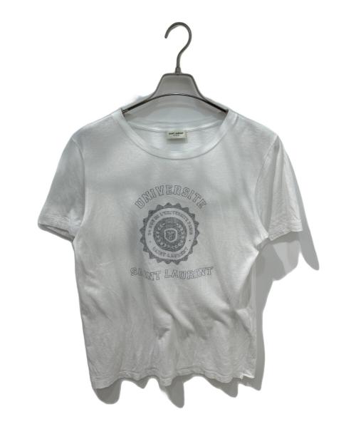 Saint Laurent Paris（サンローランパリ）Saint Laurent Paris (サンローランパリ) カレッジロゴTシャツ　YB1EH 9024 ホワイト サイズ:XSの古着・服飾アイテム