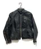 BROOKSブルックス）の古着「60-70sレザージャケット　TALON デカ五角形ジップ 」｜ブラック