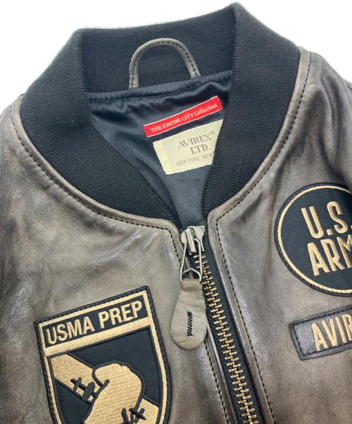 AVIREX（アヴィレックス）AVIREX (アヴィレックス) エイジド レザー MA-1 ブラウン サイズ:Ｍの古着・服飾アイテム