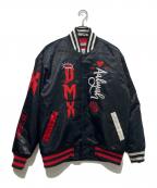HEADGEAR CLASSICS×DMXヘッドギア-クラシックス×ディーエムエックス）の古着「BACK IN ONE PIECE SATIN JACKET」｜ブラック