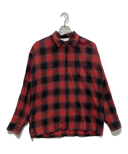 MSML（エムエスエムエル）MSML (エムエスエムエル) OMBRER CHECK OPEN COLLAR SHIRT　M11-02A1-SL03 レッド サイズ:Lの古着・服飾アイテム