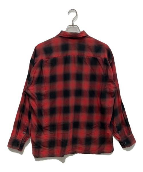MSML（エムエスエムエル）MSML (エムエスエムエル) OMBRER CHECK OPEN COLLAR SHIRT　M11-02A1-SL03 レッド サイズ:Lの古着・服飾アイテム