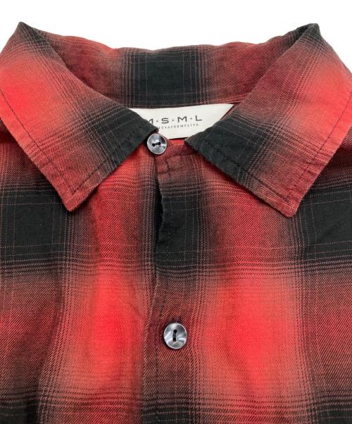 MSML（エムエスエムエル）MSML (エムエスエムエル) OMBRER CHECK OPEN COLLAR SHIRT　M11-02A1-SL03 レッド サイズ:Lの古着・服飾アイテム