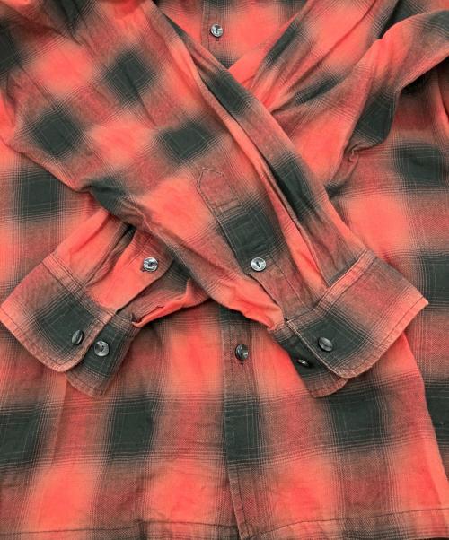 MSML（エムエスエムエル）MSML (エムエスエムエル) OMBRER CHECK OPEN COLLAR SHIRT　M11-02A1-SL03 レッド サイズ:Lの古着・服飾アイテム
