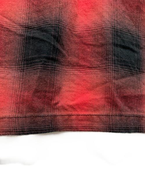 MSML（エムエスエムエル）MSML (エムエスエムエル) OMBRER CHECK OPEN COLLAR SHIRT　M11-02A1-SL03 レッド サイズ:Lの古着・服飾アイテム