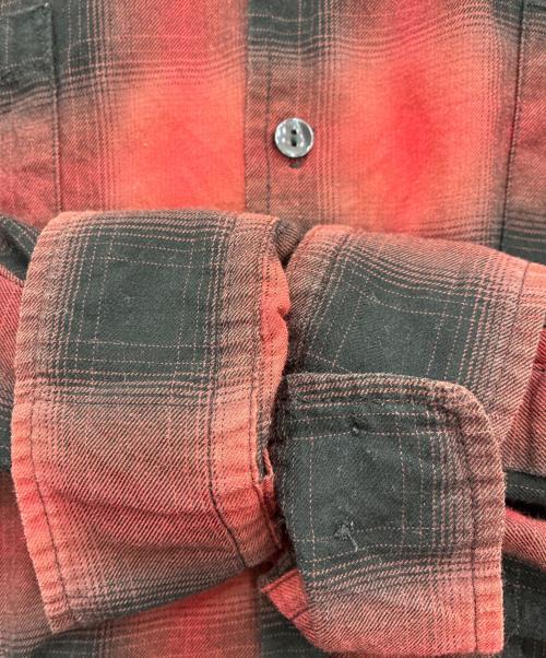 MSML（エムエスエムエル）MSML (エムエスエムエル) OMBRER CHECK OPEN COLLAR SHIRT　M11-02A1-SL03 レッド サイズ:Lの古着・服飾アイテム
