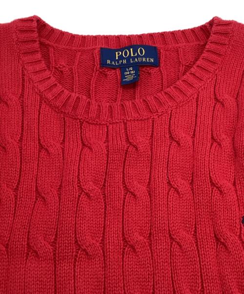 POLO RALPH LAUREN（ポロ・ラルフローレン）POLO RALPH LAUREN (ポロ・ラルフローレン) ケーブルニット レッド サイズ:Lの古着・服飾アイテム