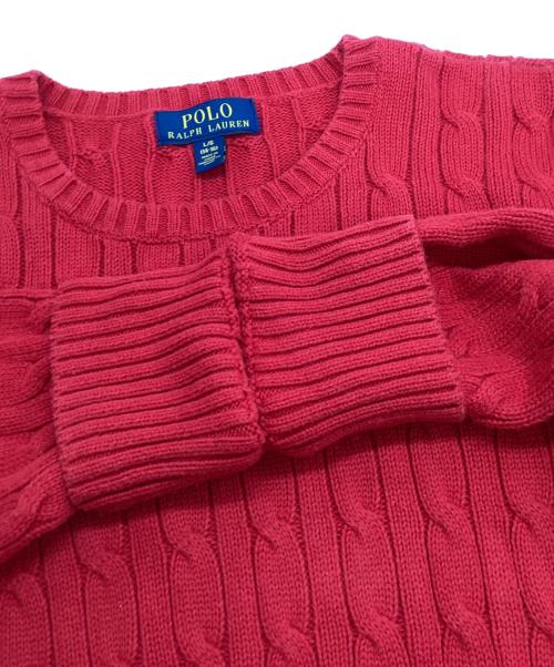POLO RALPH LAUREN（ポロ・ラルフローレン）POLO RALPH LAUREN (ポロ・ラルフローレン) ケーブルニット レッド サイズ:Lの古着・服飾アイテム