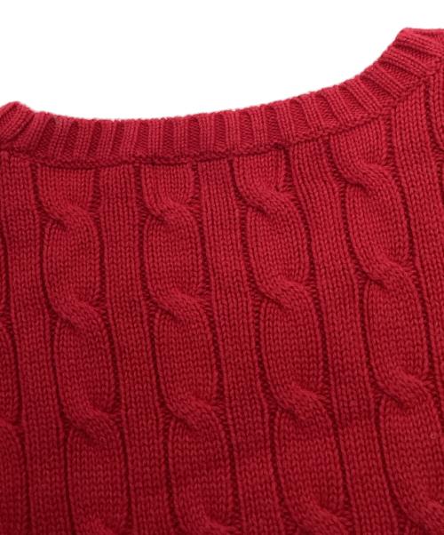 POLO RALPH LAUREN（ポロ・ラルフローレン）POLO RALPH LAUREN (ポロ・ラルフローレン) ケーブルニット レッド サイズ:Lの古着・服飾アイテム