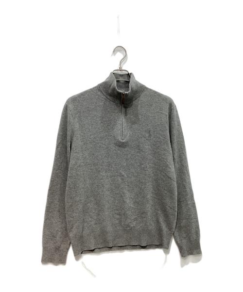 POLO RALPH LAUREN（ポロ・ラルフローレン）POLO RALPH LAUREN (ポロ・ラルフローレン) エルボーパッチハーフジップニット グレー サイズ:Mの古着・服飾アイテム