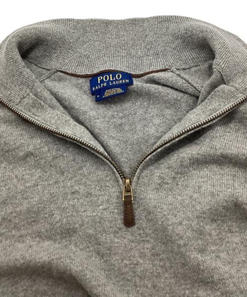 POLO RALPH LAUREN（ポロ・ラルフローレン）POLO RALPH LAUREN (ポロ・ラルフローレン) エルボーパッチハーフジップニット グレー サイズ:Mの古着・服飾アイテム