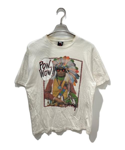 stussy（ステューシー）stussy (ステューシー) 00sPOW WOWネイティブアメリカンTシャツ ホワイト サイズ:Lの古着・服飾アイテム