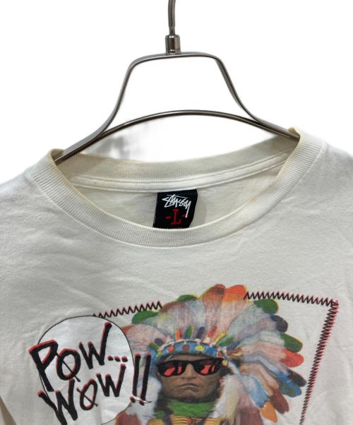 stussy（ステューシー）stussy (ステューシー) 00sPOW WOWネイティブアメリカンTシャツ ホワイト サイズ:Lの古着・服飾アイテム