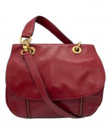 CELINE（セリーヌ）の古着「アイレットフラップハンドバッグ　OLD」｜レッド