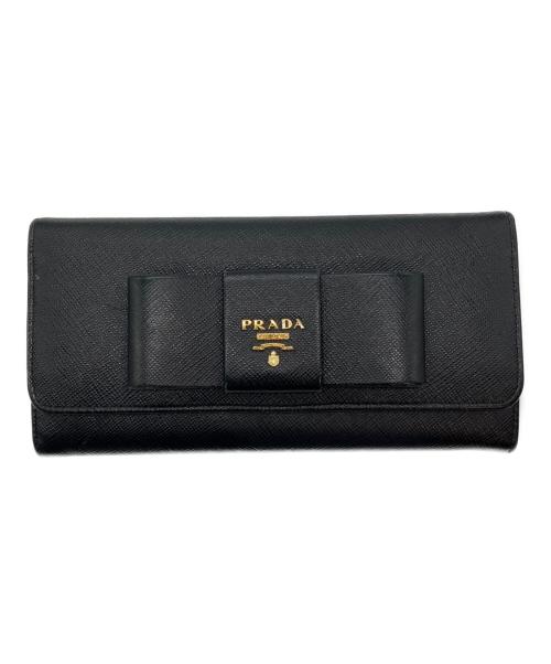 PRADA（プラダ）PRADA (プラダ) リボンモチーフロングウォレット　サフィアーノ　1M1132 ブラック サイズ:-の古着・服飾アイテム
