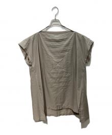 me ISSEY MIYAKE（ミーイッセイ ミヤケ）の古着「スクエアエンボス ノースリーブブラウス　MI61FT502」｜ベージュ