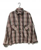 SAINT MICHAEL×SHERMER ACADEMYセントマイケル×シャーマーアカデミー）の古着「SA-FRANNEL SHIRT」｜グレー×レッド
