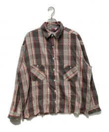 SAINT MICHAEL×SHERMER ACADEMY（セントマイケル×シャーマーアカデミー）の古着「SA-FRANNEL SHIRT」｜グレー×レッド