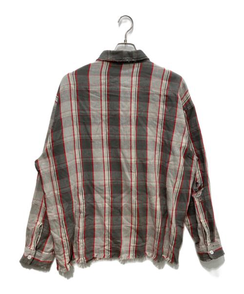 SAINT MICHAEL（セントマイケル）SAINT MICHAEL (セントマイケル) SHERMER ACADEMY (シャーマーアカデミー) SA-FRANNEL SHIRT グレー×レッド サイズ:Lの古着・服飾アイテム