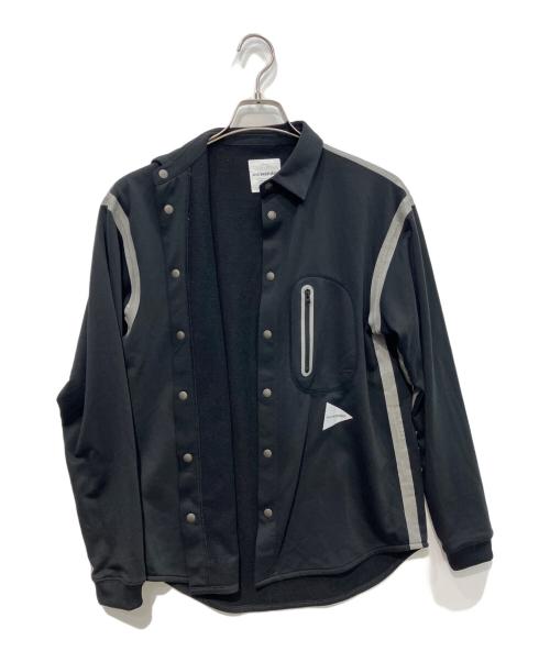 and wander（アンドワンダー）and wander (アンドワンダー) スナップシャツ ブラックの古着・服飾アイテム