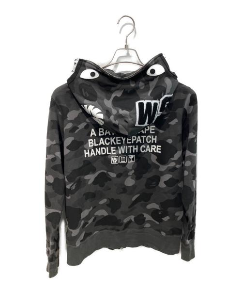 A BATHING APE（アベイシングエイプ）A BATHING APE (アベイシングエイプ) BlackEyePatch (ブラックアイパッチ) カモシャークフルジップフーディー　001ZPK231902C ブラック サイズ:Mの古着・服飾アイテム