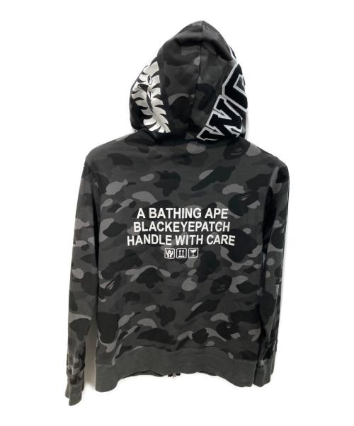 A BATHING APE（アベイシングエイプ）A BATHING APE (アベイシングエイプ) BlackEyePatch (ブラックアイパッチ) カモシャークフルジップフーディー　001ZPK231902C ブラック サイズ:Mの古着・服飾アイテム