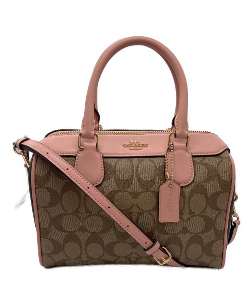 COACH（コーチ）COACH (コーチ) 2way ミニボストンバッグ　F34279 ベージュ×ピンク サイズ:-の古着・服飾アイテム