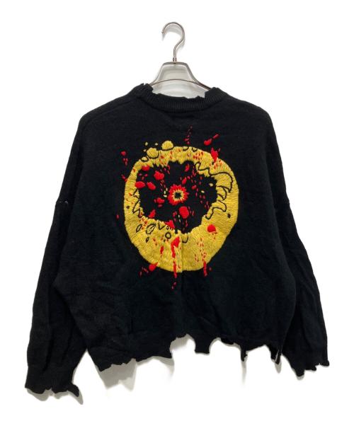 SAINT MICHAEL（セントマイケル）SAINT MICHAEL (セントマイケル) CP CREW KNITSMILEダメージ加工ニット ブラック サイズ:XLの古着・服飾アイテム