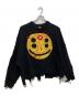 SAINT MICHAEL（セントマイケル）の古着「CP CREW KNITSMILEダメージ加工ニット」｜ブラック